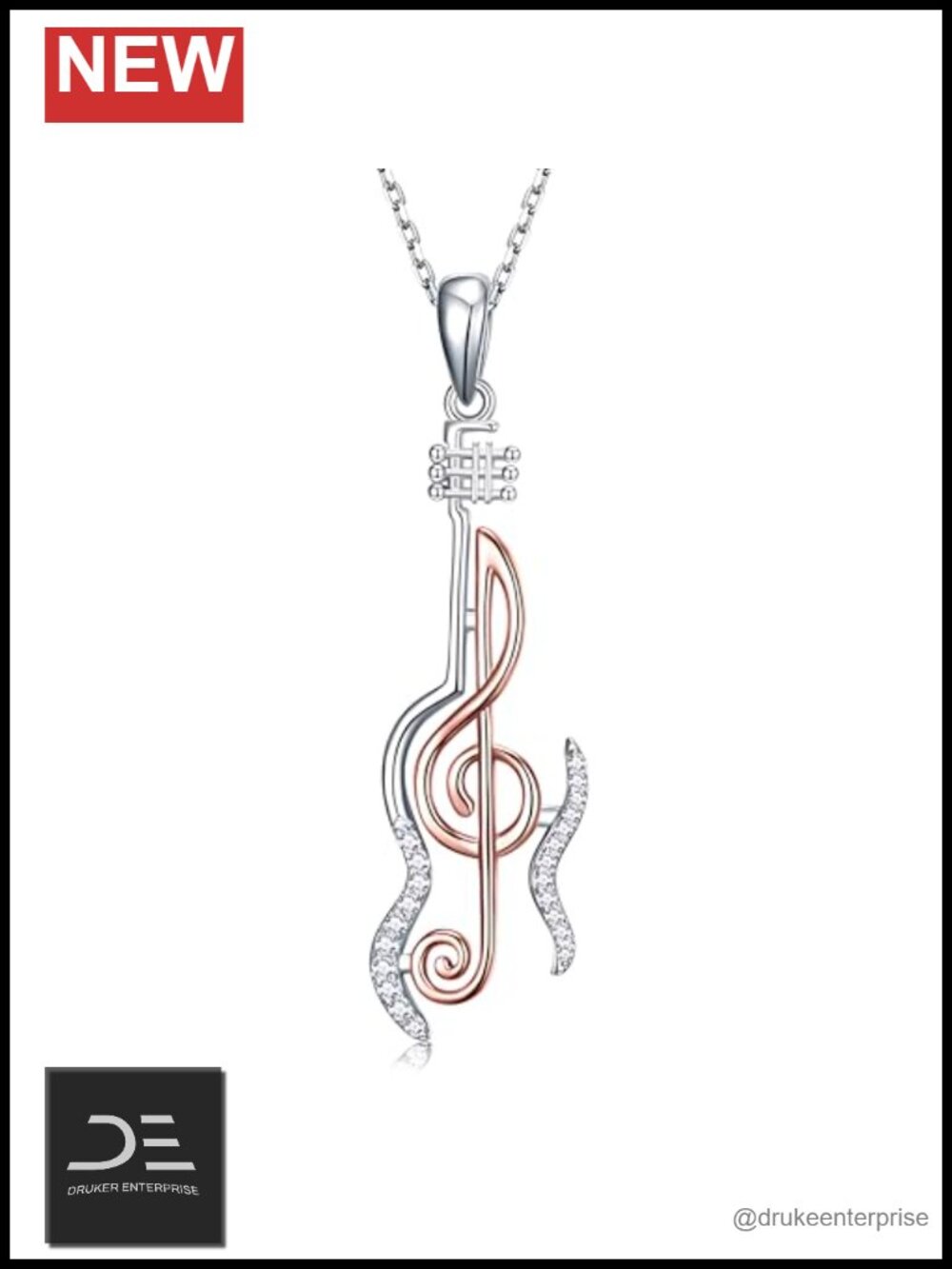 Sterling Silver Violin Pendant Necklace 18" Music Note Jewelry Gift